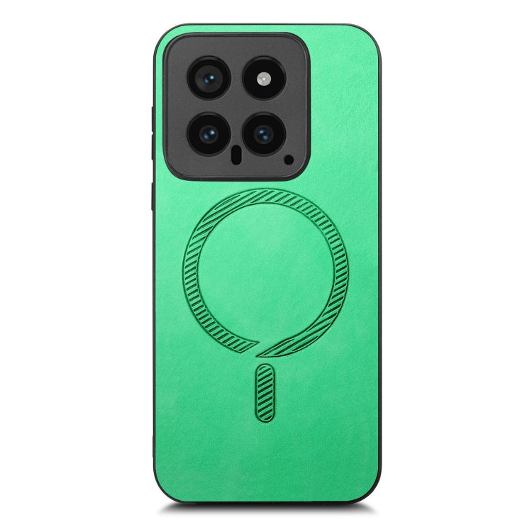 For Xiaomi 14 Pro 5G Solid Color Retro Magsafe PU Back Cover Phone Case(Green) - 14 Pro Cases by buy2fix | Online Shopping UK | buy2fix