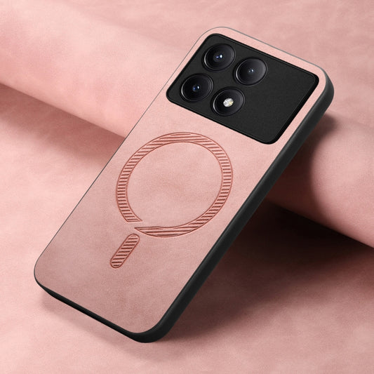 For Xiaomi Redmi K70 / K70 Pro 5G Solid Color Retro Magsafe PU Back Cover Phone Case(Pink) by buy2fix