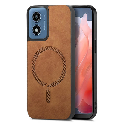 For Motorola Moto G Play 2024 4G Retro Magsafe Magnetic PU Back Cover Phone Case(Brown) by buy2fix