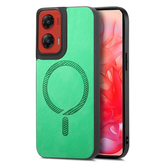 For Motorola Moto G Stylus 5G 2024 Retro Magsafe Magnetic PU Back Cover Phone Case(Green) by buy2fix