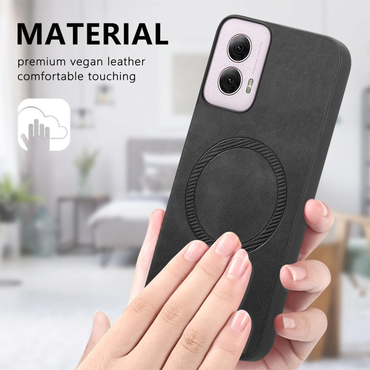 For Motorola Moto G Play 2024 4G Retro Magsafe Magnetic PU Back Cover Phone Case(Brown) by buy2fix