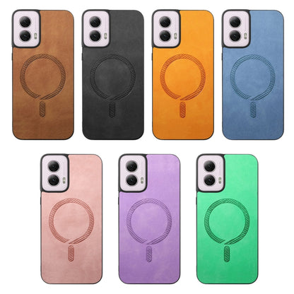 For Motorola Moto G Play 2024 4G Retro Magsafe Magnetic PU Back Cover Phone Case(Brown) by buy2fix