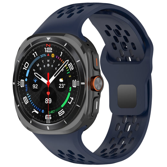 For Galaxy Watch Ultra2 2026 / 2025 / 1 2024 Holes Style Square Buckle Solid Color Silicone Watch Band(Midnight Blue)