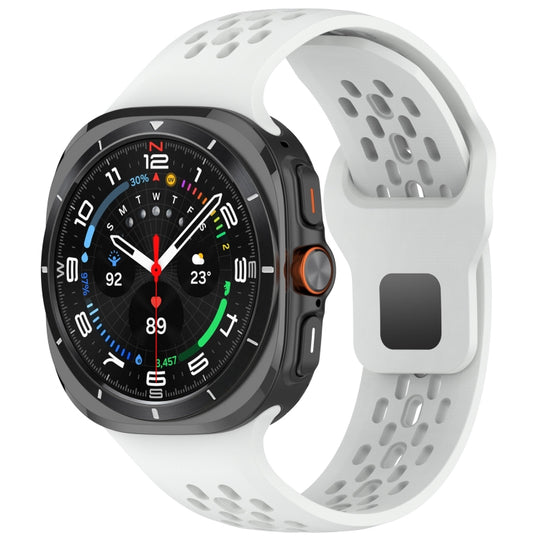 For Galaxy Watch Ultra2 2026 / 2025 / 1 2024 Holes Style Square Buckle Solid Color Silicone Watch Band(White)