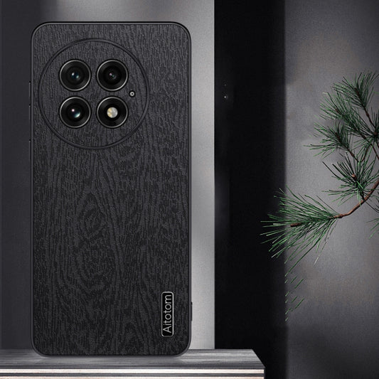 For OnePlus 13 Tree Bark Leather Shockproof Phone Case(Black) by buy2fix