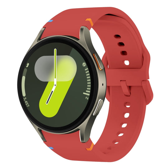For Samsung Galaxy Watch 7 44mm Flat Sewing Design Silicone Watch Band(Red)