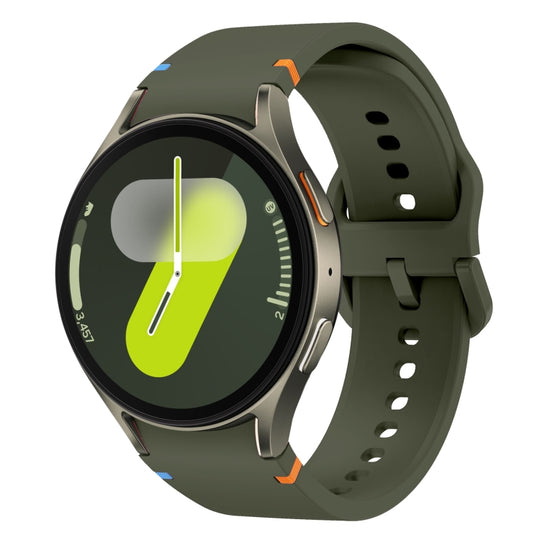 For Samsung Galaxy Watch 7 44mm Flat Sewing Design Silicone Watch Band(Army Green)