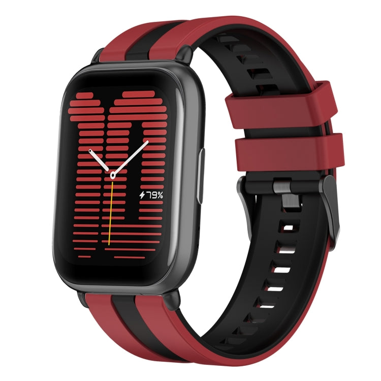 For Amazfit Active 20mm Two-Color Sports Silicone Watch Band(Red+Black) - Watch Bands by buy2fix | Online Shopping UK | buy2fix