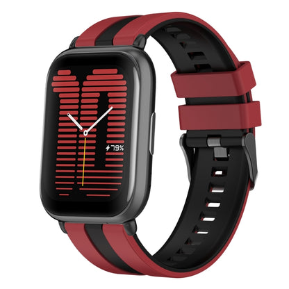 For Amazfit Active 20mm Two-Color Sports Silicone Watch Band(Red+Black) - Watch Bands by buy2fix | Online Shopping UK | buy2fix