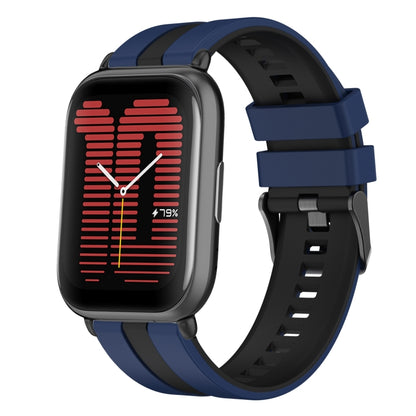 For Amazfit Active 20mm Two-Color Sports Silicone Watch Band(Blue+Black) - Watch Bands by buy2fix | Online Shopping UK | buy2fix