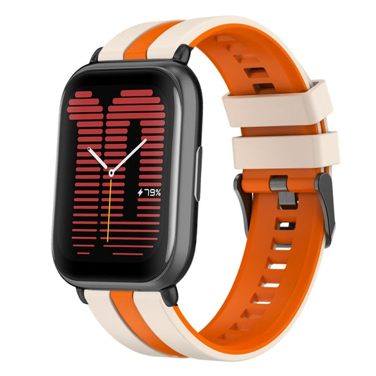 For Amazfit Active 20mm Two-Color Sports Silicone Watch Band(Starlight+Orange) - Watch Bands by buy2fix | Online Shopping UK | buy2fix