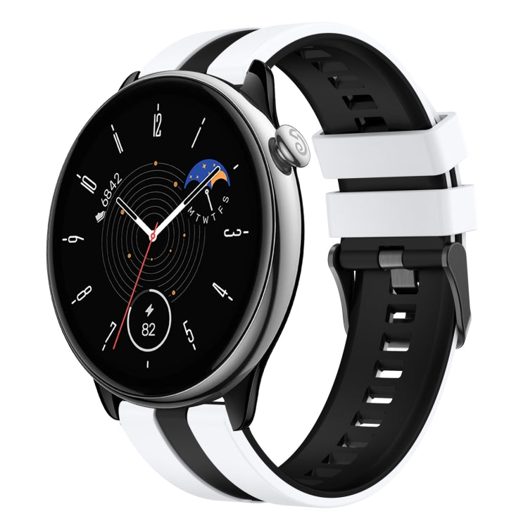 For Amazfit GTR Mini 20mm Two-Color Sports Silicone Watch Band(White+Black) - Watch Bands by buy2fix | Online Shopping UK | buy2fix