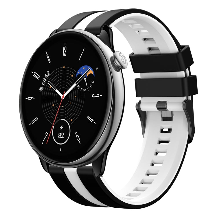 For Amazfit GTR Mini 20mm Two-Color Sports Silicone Watch Band(Black+White) - Watch Bands by buy2fix | Online Shopping UK | buy2fix