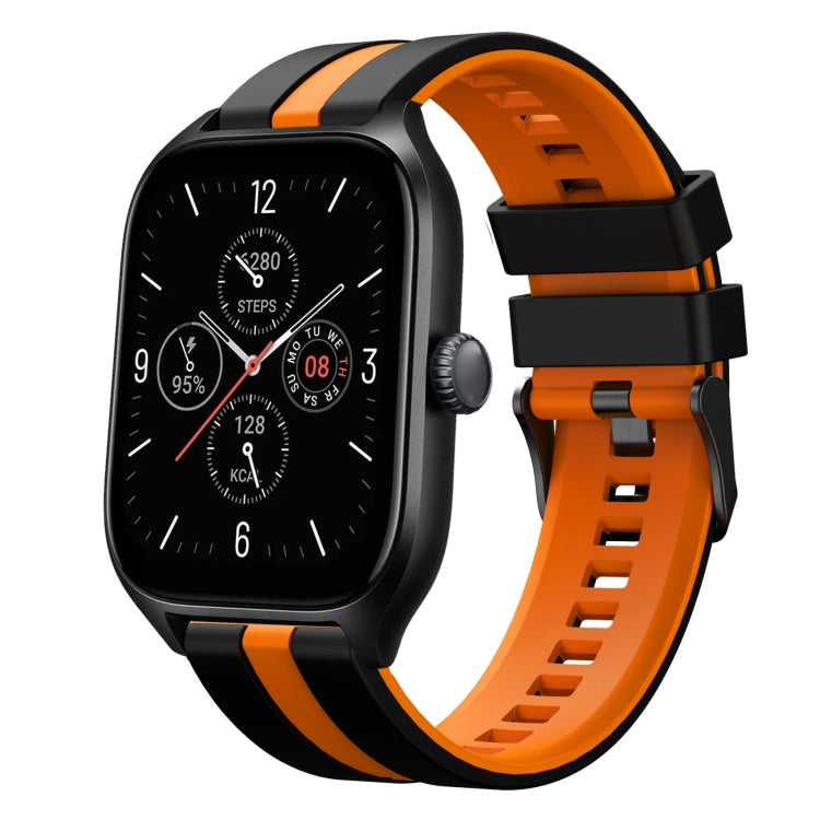 For Amazfit GTS 4 20mm Two-Color Sports Silicone Watch Band(Black+Orange) - Watch Bands by buy2fix | Online Shopping UK | buy2fix