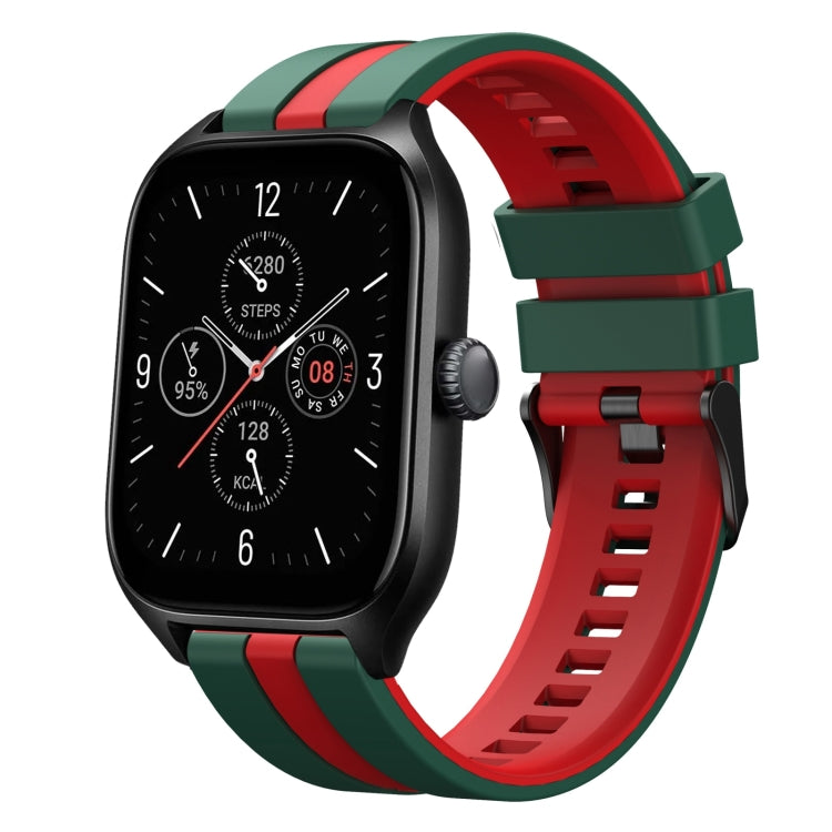 For Amazfit GTS 4 20mm Two-Color Sports Silicone Watch Band(Green+Red) - Watch Bands by buy2fix | Online Shopping UK | buy2fix