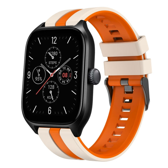 For Amazfit GTS 4 20mm Two-Color Sports Silicone Watch Band(Starlight+Orange)
