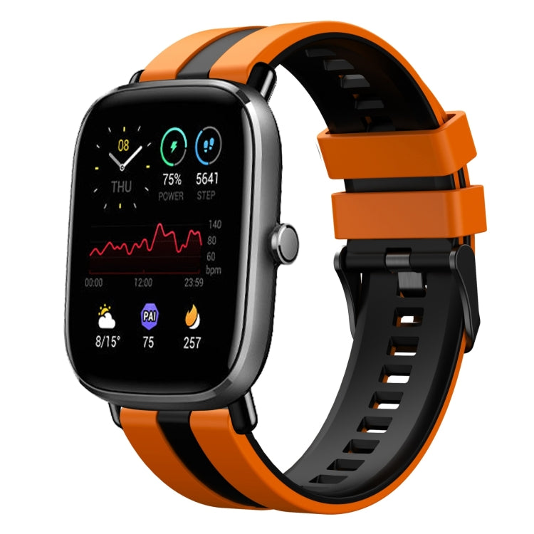For Amazfit GTS 4 Mini 20mm Two-Color Sports Silicone Watch Band(Orange+Black) - Watch Bands by buy2fix | Online Shopping UK | buy2fix
