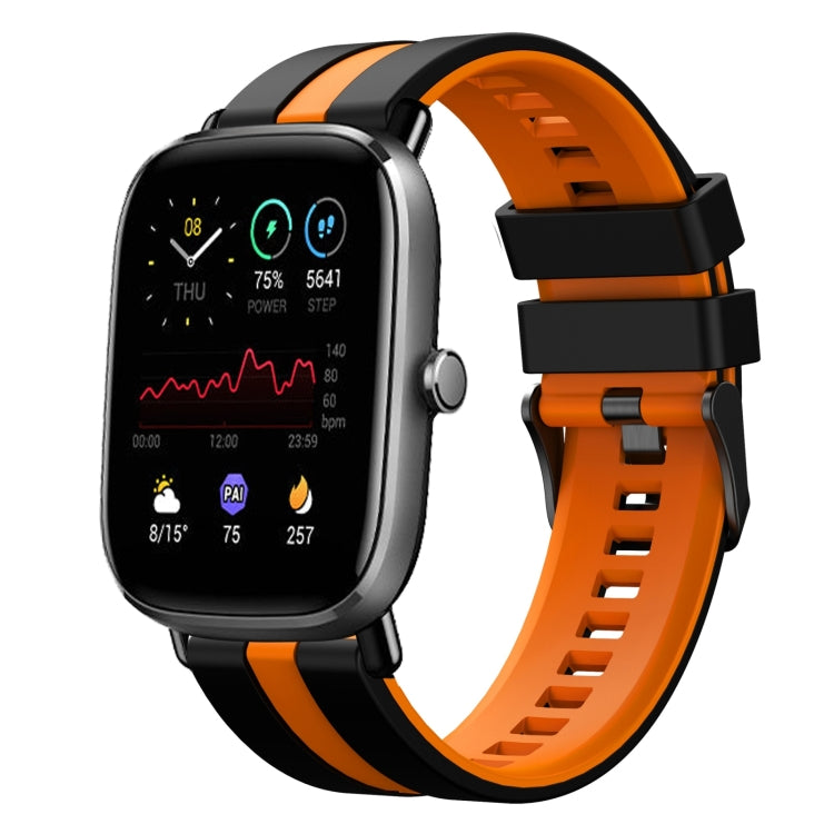 For Amazfit GTS 4 Mini 20mm Two-Color Sports Silicone Watch Band(Black+Orange) - Watch Bands by buy2fix | Online Shopping UK | buy2fix