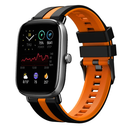 For Amazfit GTS 4 Mini 20mm Two-Color Sports Silicone Watch Band(Black+Orange) - Watch Bands by buy2fix | Online Shopping UK | buy2fix