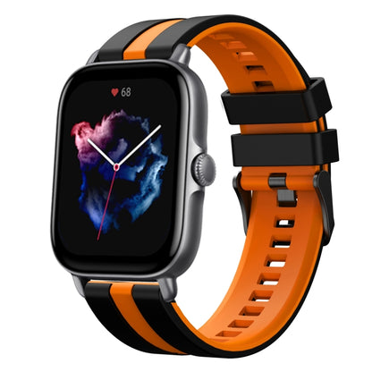 For Amazfit GTS 3 20mm Two-Color Sports Silicone Watch Band(Black+Orange) - Watch Bands by buy2fix | Online Shopping UK | buy2fix