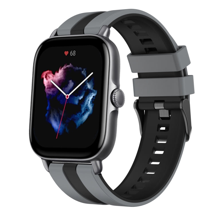 For Amazfit GTS 3 20mm Two-Color Sports Silicone Watch Band(Grey+Black) - Watch Bands by buy2fix | Online Shopping UK | buy2fix