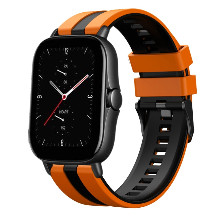 For Amazfit GTS 2E 20mm Two-Color Sports Silicone Watch Band(Orange+Black) - Watch Bands by buy2fix | Online Shopping UK | buy2fix