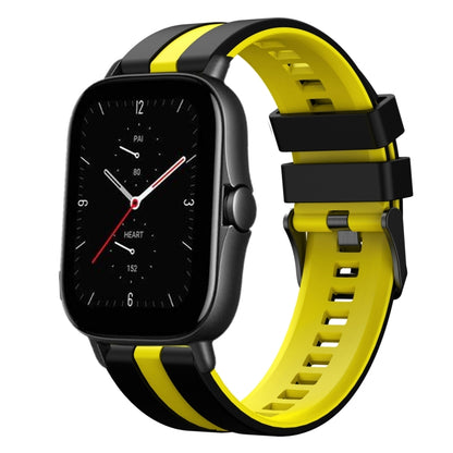 For Amazfit GTS 2E 20mm Two-Color Sports Silicone Watch Band(Black+Yellow) - Watch Bands by buy2fix | Online Shopping UK | buy2fix