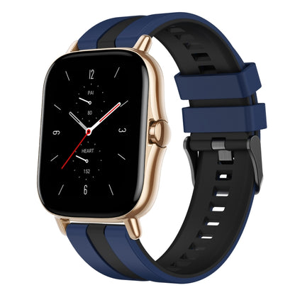 For Amazfit GTS 2 20mm Two-Color Sports Silicone Watch Band(Blue+Black) - Watch Bands by buy2fix | Online Shopping UK | buy2fix