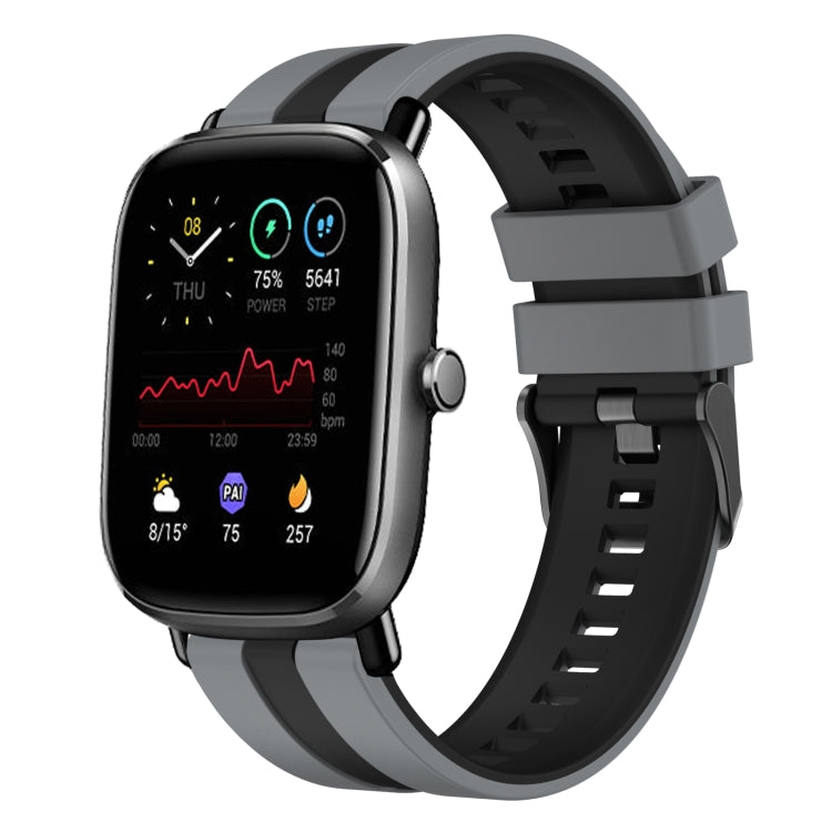 For Amazfit GTS 2 Mini 20mm Two-Color Sports Silicone Watch Band(Grey+Black) - Watch Bands by buy2fix | Online Shopping UK | buy2fix