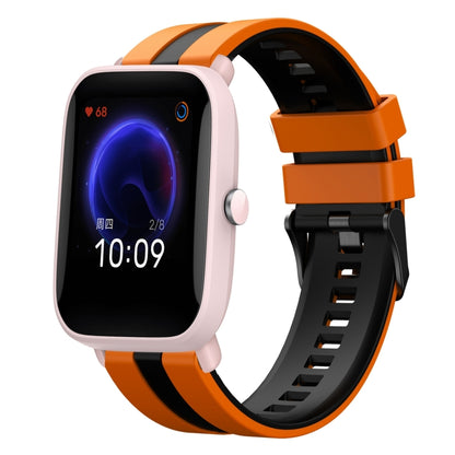 For Amazfit Pop Pro 20mm Two-Color Sports Silicone Watch Band(Orange+Black) - Watch Bands by buy2fix | Online Shopping UK | buy2fix