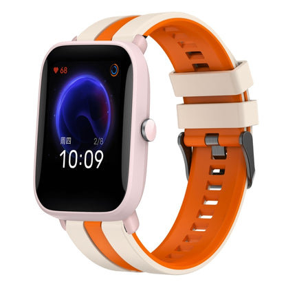 For Amazfit Pop Pro 20mm Two-Color Sports Silicone Watch Band(Starlight+Orange) - Watch Bands by buy2fix | Online Shopping UK | buy2fix