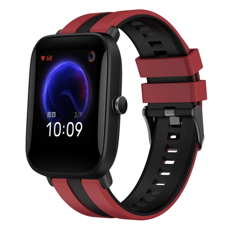 For Amazfit Pop 20mm Two-Color Sports Silicone Watch Band(Red+Black) - Watch Bands by buy2fix | Online Shopping UK | buy2fix