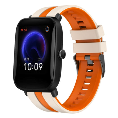 For Amazfit Pop 20mm Two-Color Sports Silicone Watch Band(Starlight+Orange) - Watch Bands by buy2fix | Online Shopping UK | buy2fix