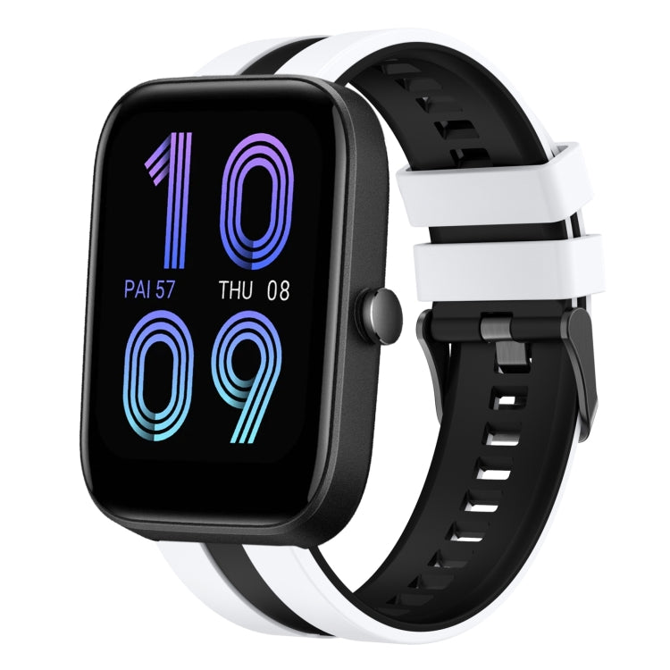 For Amazfit Bip3 20mm Two-Color Sports Silicone Watch Band(White+Black) - Watch Bands by buy2fix | Online Shopping UK | buy2fix