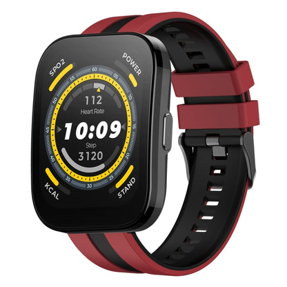 For Amazfit Bip 5 22mm Two-Color Sports Silicone Watch Band(Red+Black) - Watch Bands by buy2fix | Online Shopping UK | buy2fix