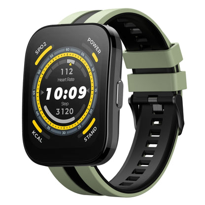 For Amazfit Bip 5 22mm Two-Color Sports Silicone Watch Band(Light Green+Black) - Watch Bands by buy2fix | Online Shopping UK | buy2fix