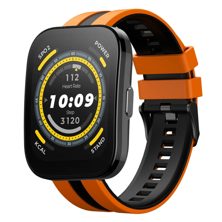 For Amazfit Bip 5 22mm Two-Color Sports Silicone Watch Band(Orange+Black) - Watch Bands by buy2fix | Online Shopping UK | buy2fix
