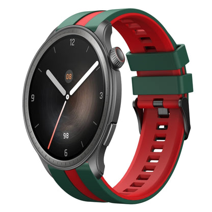 For Amazfit Balance 22mm Two-Color Sports Silicone Watch Band(Green+Red) - Watch Bands by buy2fix | Online Shopping UK | buy2fix