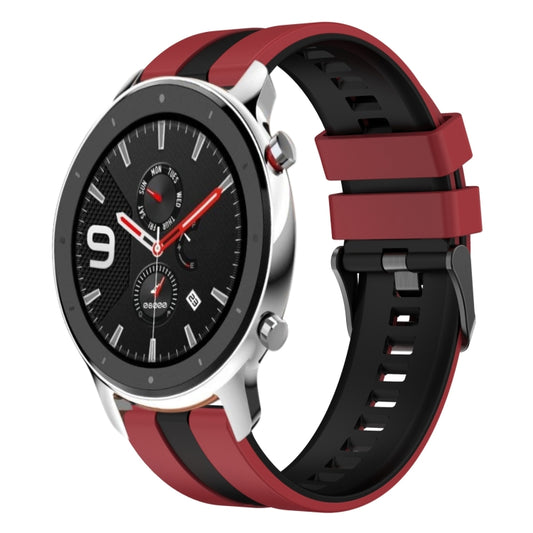 For Amazfit GTR 4 22mm Two-Color Sports Silicone Watch Band(Red+Black) - Watch Bands by buy2fix | Online Shopping UK | buy2fix