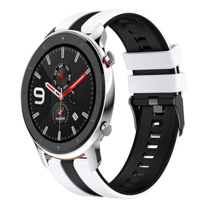 For Amazfit GTR 4 22mm Two-Color Sports Silicone Watch Band(White+Black) - Watch Bands by buy2fix | Online Shopping UK | buy2fix
