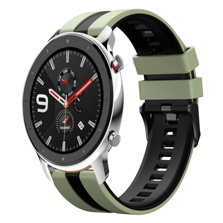 For Amazfit GTR 4 22mm Two-Color Sports Silicone Watch Band(Light Green+Black) - Watch Bands by buy2fix | Online Shopping UK | buy2fix