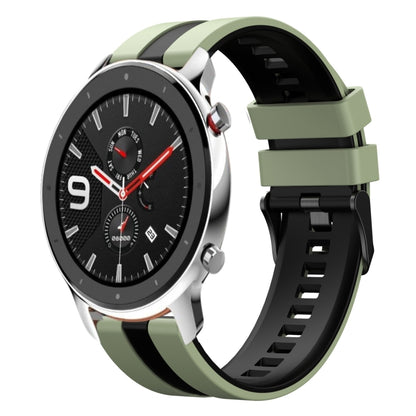 For Amazfit GTR 4 22mm Two-Color Sports Silicone Watch Band(Light Green+Black) - Watch Bands by buy2fix | Online Shopping UK | buy2fix