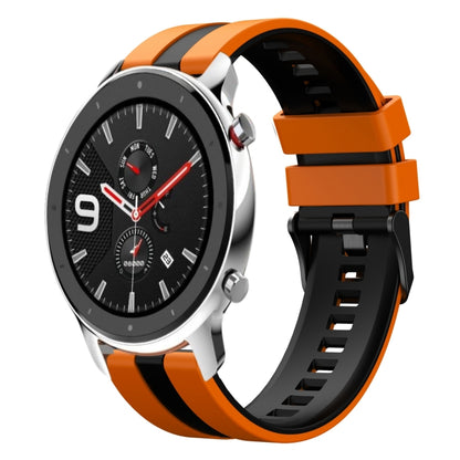 For Amazfit GTR 4 22mm Two-Color Sports Silicone Watch Band(Orange+Black) - Watch Bands by buy2fix | Online Shopping UK | buy2fix