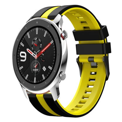 For Amazfit GTR 4 22mm Two-Color Sports Silicone Watch Band(Black+Yellow) - Watch Bands by buy2fix | Online Shopping UK | buy2fix