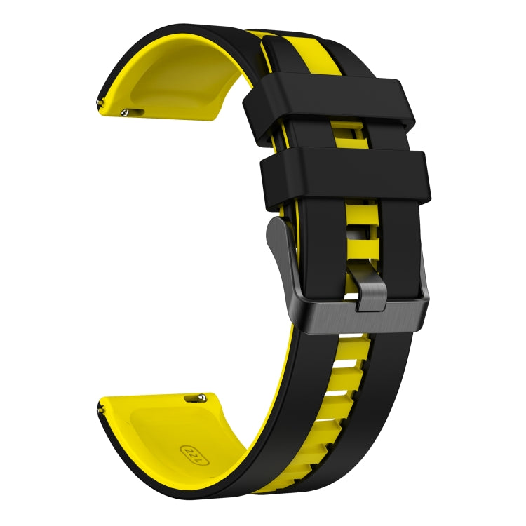 For Amazfit GTR 4 22mm Two-Color Sports Silicone Watch Band(Black+Yellow) - Watch Bands by buy2fix | Online Shopping UK | buy2fix