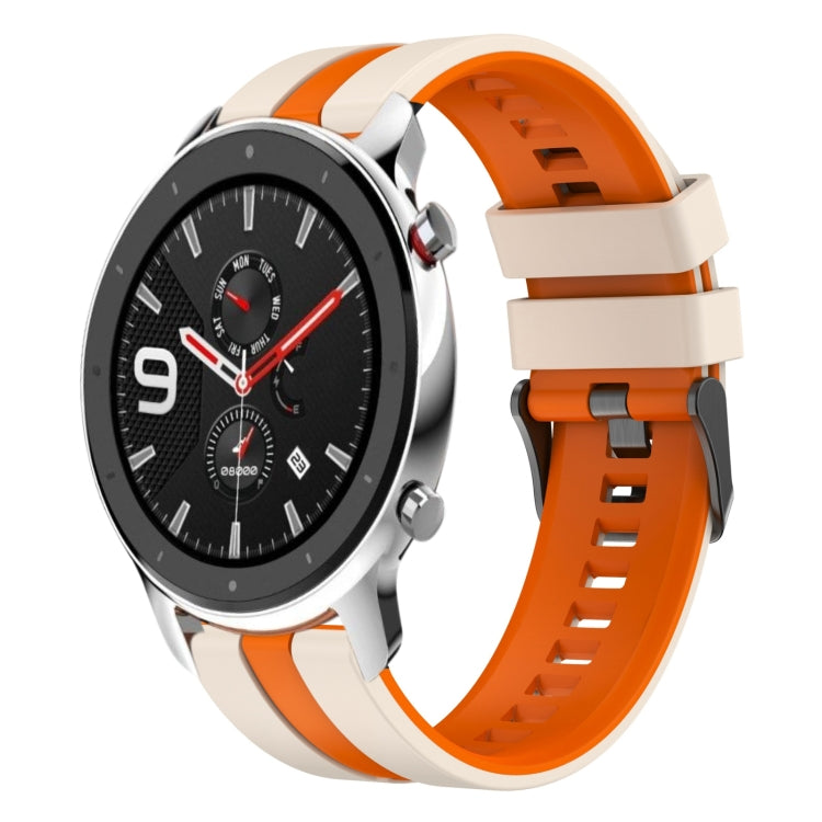 For Amazfit GTR 4 22mm Two-Color Sports Silicone Watch Band(Starlight+Orange) - Watch Bands by buy2fix | Online Shopping UK | buy2fix