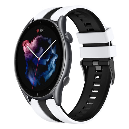 For Amazfit GTR 3 Pro 22mm Two-Color Sports Silicone Watch Band(White+Black) - Watch Bands by buy2fix | Online Shopping UK | buy2fix