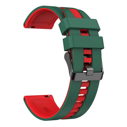 For Amazfit GTR 3 Pro 22mm Two-Color Sports Silicone Watch Band(Green+Red) - Watch Bands by buy2fix | Online Shopping UK | buy2fix