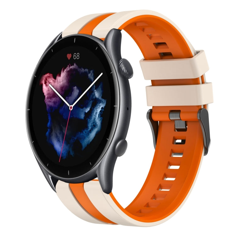 For Amazfit GTR 3 Pro 22mm Two-Color Sports Silicone Watch Band(Starlight+Orange) - Watch Bands by buy2fix | Online Shopping UK | buy2fix