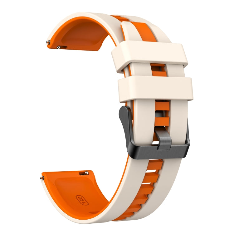 For Amazfit GTR 3 Pro 22mm Two-Color Sports Silicone Watch Band(Starlight+Orange) - Watch Bands by buy2fix | Online Shopping UK | buy2fix